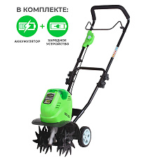 Культиватор аккумуляторный Greenworks G40TL 40V (20/25 см) c АКБ 4 Ач с USB + ЗУ 5А быстрое