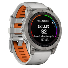 Garmin Fenix 7 PRO Sapphire Solar титановый серый с серо-оранжевым ремешком