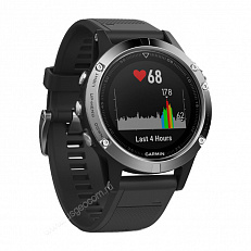 умные Часы Garmin Fenix 5 серебристые с черным ремешком