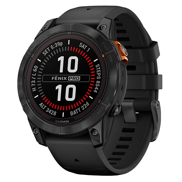 Часы Garmin Fenix 7 PRO Solar серый с черным ремешком